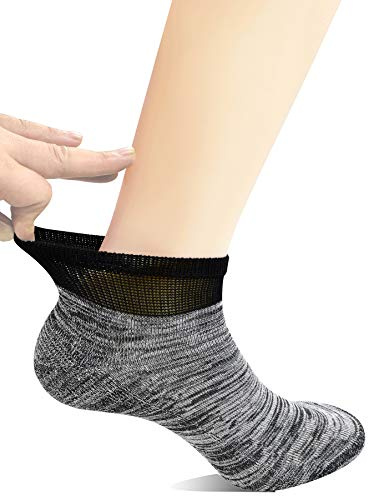 Yomandamor Men's 5 Pairs Low Cut Diabetic Socks with Cushion Sole and Seamless Toe
