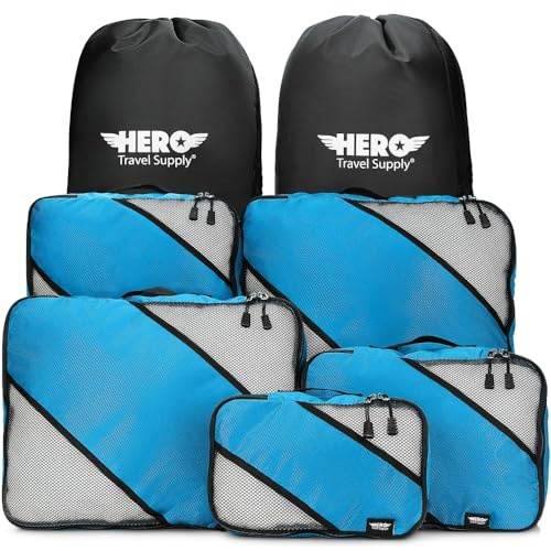 HERO Packing Cubes for Travel (Set of 5) Luggage Organizer with 2 Laundry Bags, Versatile Suitcase Organizer for Men & Women – Travel Accessories for Carry On, Airplane, Road Trip