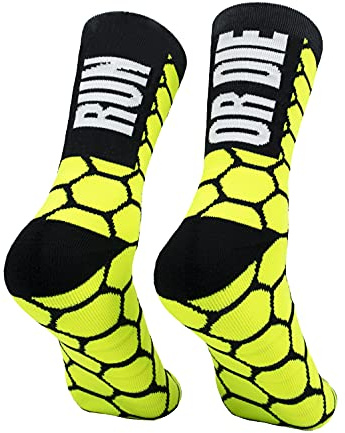 PERRO LOCO CLOTHES Calzini da Corsa compressivi di Colori. (IT, Numero, 40, 42, Regular, Regular, Giallo)