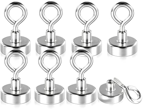 Wukong 10KG(22LB) Magnetic Hooks, 8 Pack Neodymium Magnets, Super Strong for Hanging, Kitchen, Garage, Bathroom, Office