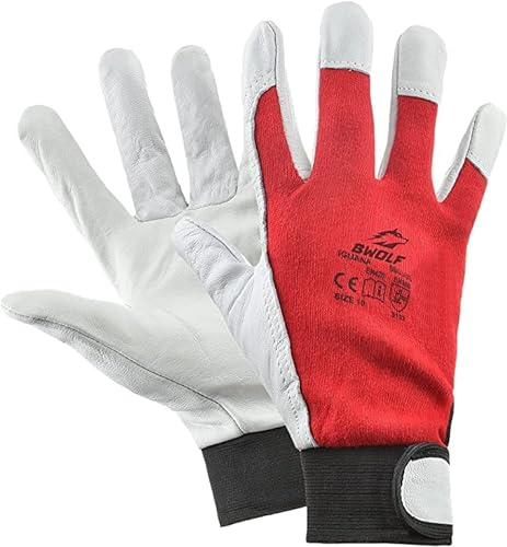BWOLF IGUANA 12/60 Paar Arbeitshandschuhe Herren Lederhandschuhe Schutz Handschuh dornenfest, reißfest mit Klettband (11, 12 stück)