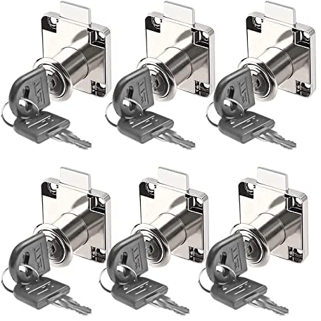 GZLCEU 6 Stück Möbelschloss, Korrosionsschutz Schrankschloss mit 12 Schlüssel für Büro Zuhause Einkaufszentrum Ladenschublade Kleiderschrank Vitrine