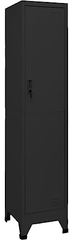 vidaXL Armoire à Casiers Classeur Meuble de Rangement d'Equipements de Sport Produits de Nettoyage Intérieur Bureau Noir 38x45x180 cm Acier