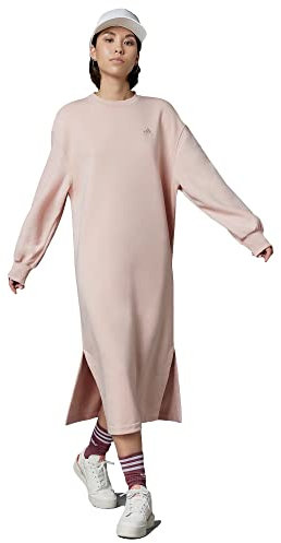 adidas Womens W Sportswear Below-Knee Fleece Dress, Vapur Pink, X-Large