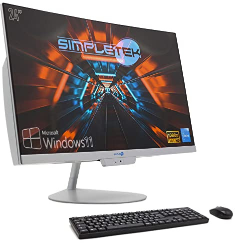 Simpletek AiO All in One 24 Böjd i5 Windows 11 FHD 8GB RAM SSD 240GB Integrerad webbkamera WiFi5 Bluetooth4.2 | Böjd dator Dekstop PC