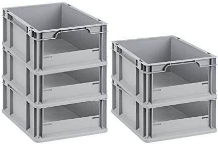 SparSet 5x Eurobox NextGen Insight | HxBxT 17x30x40cm | 16 Liter | Front offen | Eurobehälter, Transportbox, Transportbehälter, Stapelbehälter