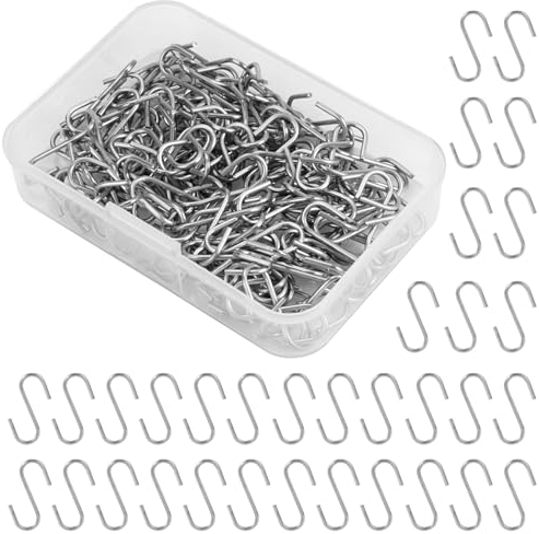 HIKPACKER 150 Pièces Petit Crochets en S, 20mmx8mmx1.2mm Mini Crochets en S Argent Multifonctions Crochets Metal avec Boîte de Rangement, pour Bricolage, Bijoux Suspendus, Porte-Clés, Étiquettes