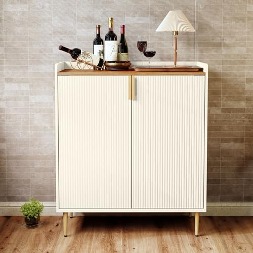 HOLTICO Weinschrank mit Weinregalen für 9 Flaschen, Barschrank Moderne Kaffeetresen-Schrank, Alkoholschrank Flaschenregal Holz, Sideboard-Buffetschrank für Küche, Esszimmer, Wohnzimmer