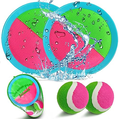 Jalunth Klettballspiel Klettball Strandspielzeug Strandspiele Wurfspiel Kinder Erwachsene Garten Outdoor Draußen Strand Wasserdicht Spielzeug Spiele 3 4 5 6 7 8 9 Jahre Mädchen Junge Ostern Geschenke
