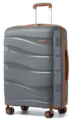Kono Maleta de Cabina, Maleta de Viaje Mediana Ligera Portátil con Cerradura TSA, Resistente 65x46x26,5cm,70L(Gris)