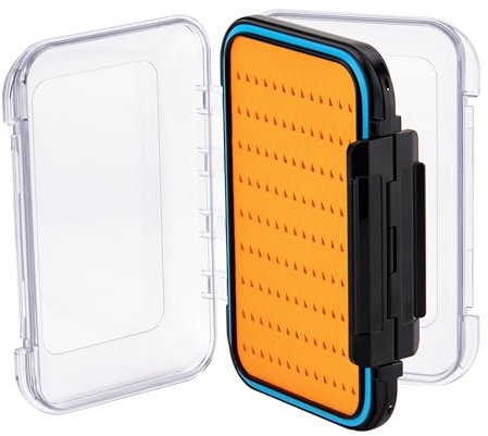 Angelkoffer leer Angelzubehör Köderbox Angelbox Spoon Box transparenter Angelkasten mit Griff Kunststoff Angel Zubehör für Fliegenfischen Fliegen Kunstköder, 10,4x7,6x3cm, Orange