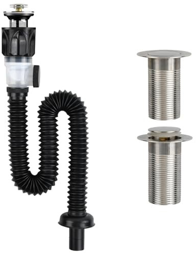 Husalsea Sifón para Lavabo, Tapón de Lavabo Universal, Desagüe para Fregadero de Cocina, Sifón de Lavabo y Bidet, Instalación Sencilla y Eficiente