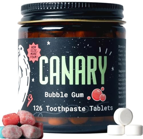 Toothpaste Tablets with Canary Hydroxyapa in the Shape of Chewing Gum: Remineralizing, Fluoride Free, Completely Natural with Xylitol, Ideal for Kids, Plastic Free, 126