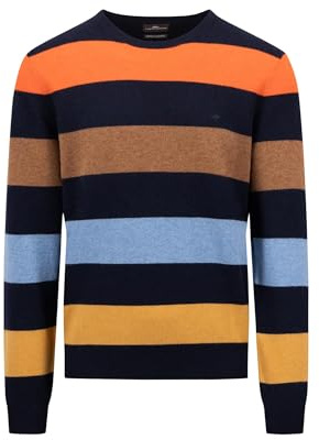 FYNCH-HATTON Maglione a righe in cashmere merino, blu navy, M