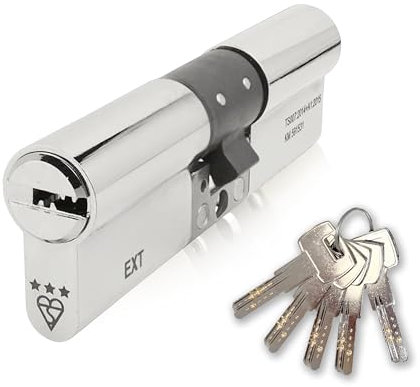 IRONWORX® Spectre Nickel 45mm (Internal) / 45mm (External) (90mm) Maximum-Security Police Approved TS007 BSI 3 Star Double Euro Cylinder Lock (Key Both Sides), Includes 5X Keys