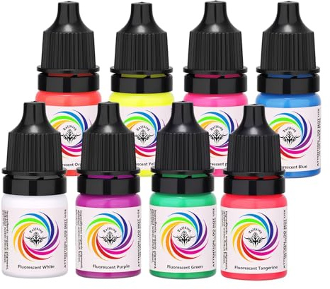 TTOOGO Fluoreszenz Tattoo Tinte Set UV -Glühfarbpigmente für Muster -Hervorhebung und -modifizierung, hautsichere 5ml -Flaschen,8 Colors