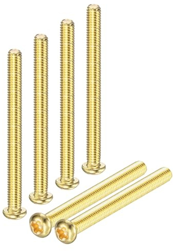 M METERXITY 12-Pack M4x45mm Pan Head Machine Screws Brass Phillips Drive Pan Head Screw Cross Head Fully Threaded Bolts for Electronics/Furniture Brass