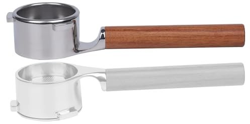 CAPFEI Bodenloser Siebträger 54mm flach sitzend | Kompatibel mit Sage/Breville Barista Express, Pro, Touch, and Impress | Holzgriff