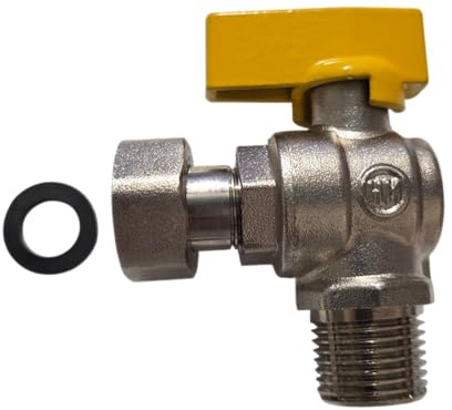 HM | Rubinetto a Sfera Gas 1/2″ EN 331 – Valvola M/M o M/F | Ottone Nichelato con Leva Gialla | Per Gas Naturale, GPL (MF DA 1/2 GIREVOLE)