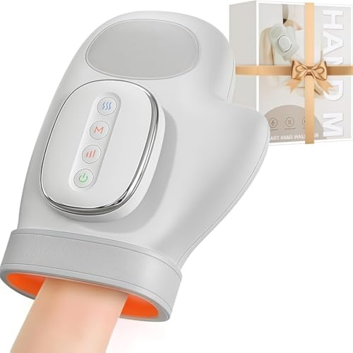 Masajeador de manos con alivio de calor y compresión, masajeador de mano recargable eléctrico, con 3 masajes, 3 temperaturas,5 niveles de presión, guante de terapia para artritis y túnel carpiano