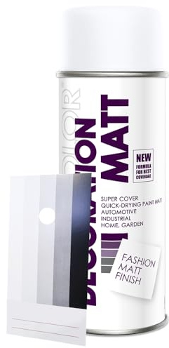 Craft-Equip DC 1 Stück Lackspray Matt nach RAL in 400ml zur Lackierung von Auto Stahl Aluminium Beton Holz und Spritzmusterkarte (1 Dose in verkehrsweiss MATT RAL 9016 + Karte)