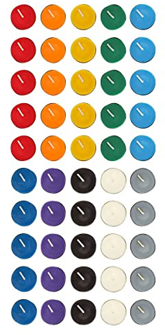 Mega Candles 50 pcs Unscented Assorted Colors Tea Lights Candles, Great for Casting Chimes, Chakra, Rituals, Spells, Vigil, Witchcraft, Wiccan Supplies, Magic, Enchantments, Vibrant Fun Colors