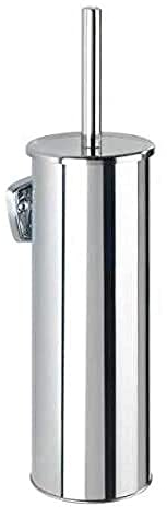 WENKO WC-Garnitur Mod. Basic, geschlossener WC-Bürstenhalter zur Wandmontage, inklusive Toilettenbürste, mit Wandhalter zum Schrauben, aus rostfreiem Edelstahl, 10 x 37 x 10,5 cm, glänzend