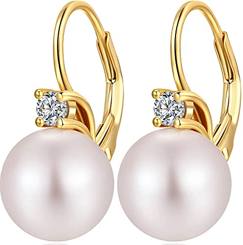 Boucles d'oreilles Perle Femme Pendante Plaquée Or 18K Hypoallergénique Argent Sterling s925 Boucle Doreille Bijoux Cadeau