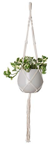 Artevasi Macrame Plant Hangers, Indoor and outdoor Wall Hanging Planters, Handmade Cotton Rope, Flower Pots Holder Stand, Single Spiral Knot (White, 39 inch)