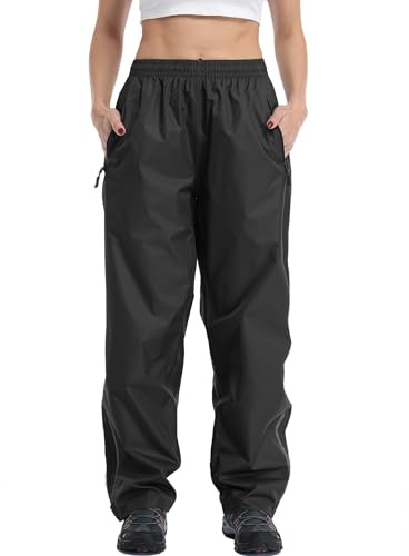 Ourcan Over Pants Rain Pants Women Waterproof Pants Lightweight Breathable Hiking Cycling Outdoor with Pocket Black
