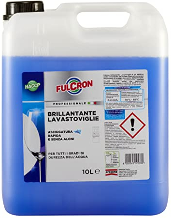 FULCRON Brillantante Lavastoviglie, Additivo Acido Concentrato, Assicura Un'Asciugatura Rapida e Senza Aloni, 10 L