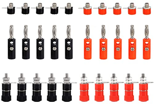 Greluma 30 Pz Spine maschio a banana da 4mm e prese femmina a banana e terminali a banana per altoparlanti e sistemi audio