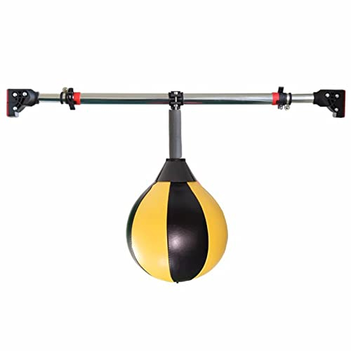 INKCOR Punchingball Speedball Doorway Boxsäcke mit Starker Klimmzugstange, Höhenverstellbarer Speed-Boxball für Erwachsene/Kleinkinder, Gelb-Schwarze Farbe (Size : Ball 22cm)