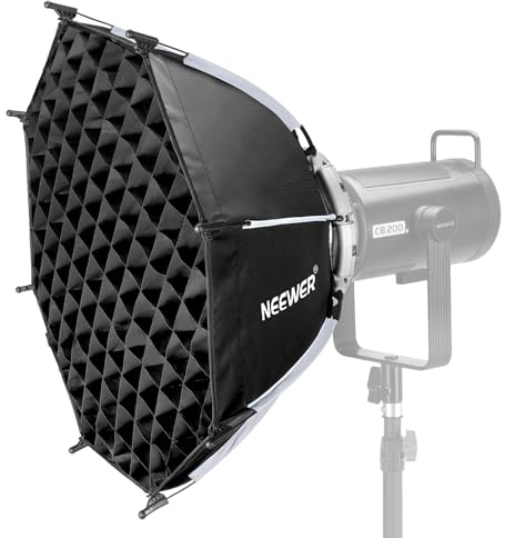 NEEWER Softbox Octogonal de 55 cm, Caja de luz Bowens de liberación rápida con Rejilla de Panal, difusores de luz, Bolsa para RGB CB60 CB60B CB200B MS60B MS60C MS150B S101-300W/400W Pro Vision 4 Q4,