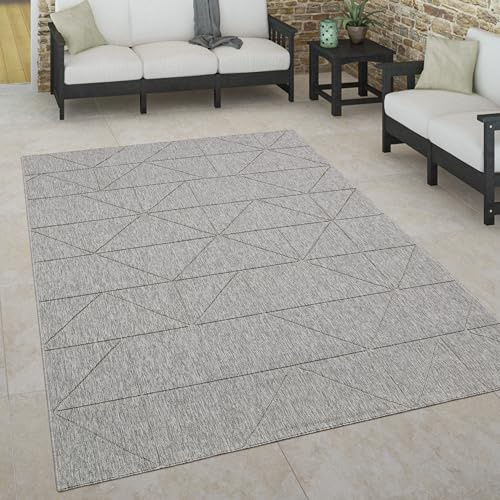 Paco Home Tapis Intérieur & Extérieur Terrasse Et Balcon Style Scandinave Résistant Aux Intempéries, Dimension:80x150 cm, Couleur:Gris 3