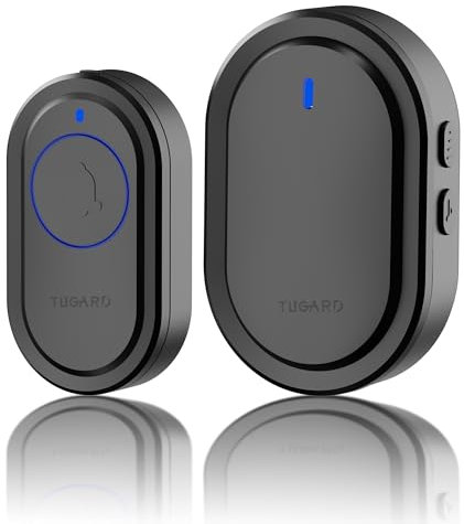 Sonnette sans fil, enfichable sans fil dans la plage de 500 pieds avec 40 cloches, réglage du volume à 5 niveaux et indicateur LED, facile à installer dans la maison et l'appartement, la villa, le