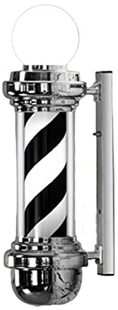 SAeWare Barber Pole Black and White Stripe Rotating Illuminate LED Light Salon Stripe Sign Light 68Cm Outdoor Barber Shop Pole Waterproof Wall Mounted Lamp