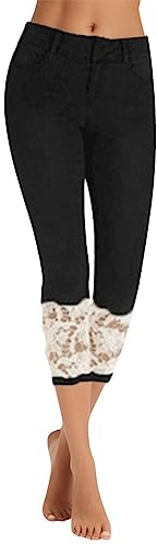 Jeans Taille Haute Femme - Pantacourt d'été Pantalon de survêtement Droit Ample Style Crayon Casual Pants Capri Pantacourt Activités en Plein Air