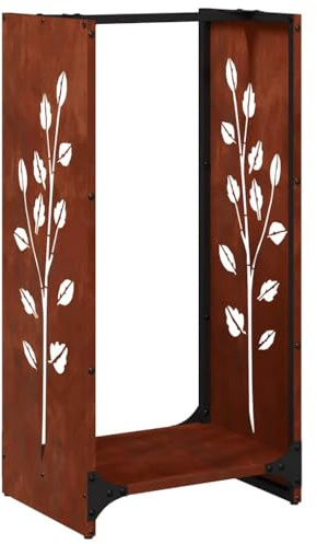vidaXL Vedställ 40x30x80 cm väderbeständigt stål, öppen spis vedhållare, stockhållare, stockstativ, inomhus vedförvaring, vedställ, stockställ