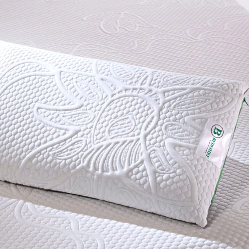 Bedshire Pillow Quattro Cuscini Cervicale Ortopedico Guanciali con Imbottitura in Memory Foam HD e Federa in Cotone Sfoderabile Alti 13 cm da Letto Ergonomico per Collo Made in Italy 100%