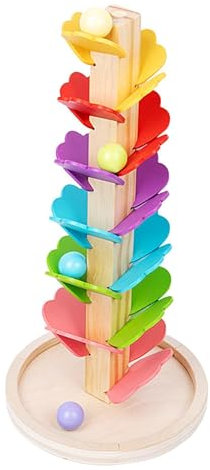 YNPQTDS Music Tree Wooden Marble Run, Wooden Music Tree Marble Run, Wooden Musical Tree Colorful Ball Drop Toy, Rainbow Motor Skills Game For Children Including 4 Marbl-es From 3 Years Toys
