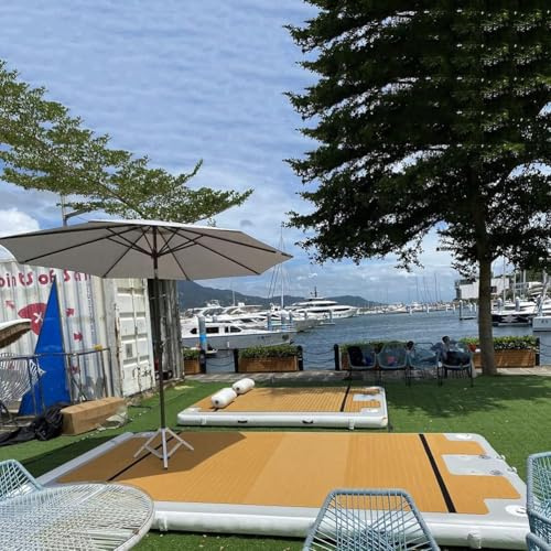 Dxysyldrun 4 * 4m/13 * 13ft,Radeaux D'Île Flottants, Flotteurs De Piscine Gonflables, Radeaux De Chaises Longues De Plage, Lits De Repos sur l'eau, Lits Flottants Gonflables, Quais