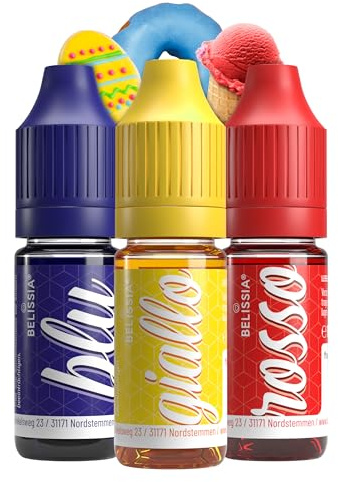 Belissia Lebensmittelfarbe Set – 3x10ml flüssig & hochkonzentriert – Lebensmittelechte Speisefarbe zum Backen, Kochen, Fondant & DIY - vegan, stark färbend, geschmacksneutral