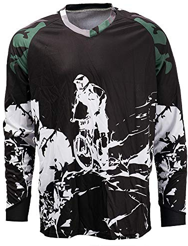 Cycling Jersey Men Long Sleeve MTB T Shirt Mountain Bike Motorcycle Bicycle Clothes Black White Size XXL