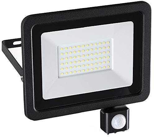 BAKAJI Faro Led Esterno con Sensore di Movimento PIR Regolabile 50W Luce Bianco 6500K Ultra-Luminoso 4250LM Lampada Faretto Slim da Giardino Illuminazione di Sicurezza Faretti Impermeabile IP65