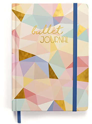 Ensemble de démarrage Premium Bullet Journal - (Géométrique) - Carnet de notes A5 | 192 pages de papier 120g/m² | avec grille à points, élastique, porte-stylo, pochette triangulaire, instructions