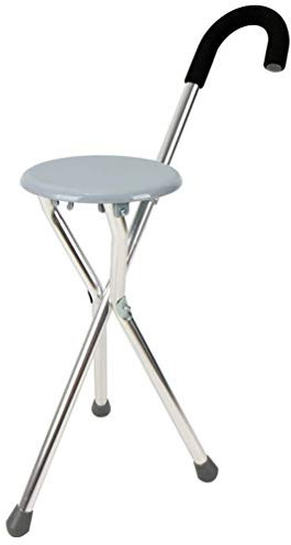 SGSG Stocksitz Dreibeiniger Sitzstock Tragbar/Fragezeichen Typ Komfortabler Griff Nettogewicht 0,9 kg Statische Belastung 120 kg Grau