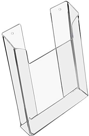 HMF 46842 Porte-brochures mural en acrylique Transparent Format A5 portrait 16,5 x 21 x 3,5 cm