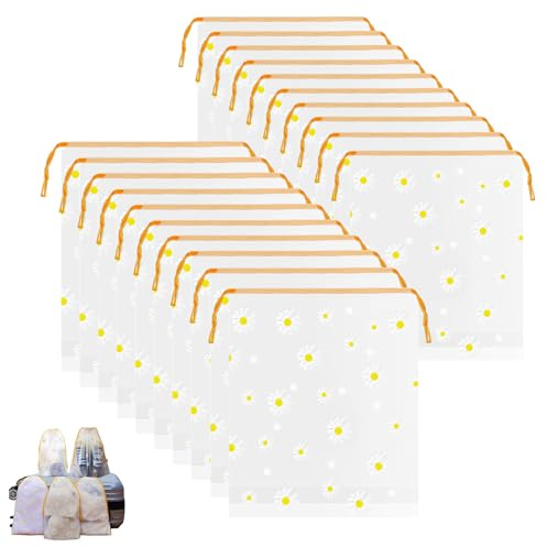 GAOHAN 20 pcs Shoe Bag Portable Storage Bag, Travel Shoe Bags(Daisy) | Drawstring Shoe Organizer Bag, Multifunctional dustproof Storage Bag for Cosmetics,Travel,Business,Clothing,Packaging