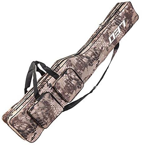 Achort Rutentasche Rod Case Angelkoffer, Angeltasche mit 2 Fächern, Angelbox, Angelruten, Angelzubehör, reißfest, langlebig, 130cm